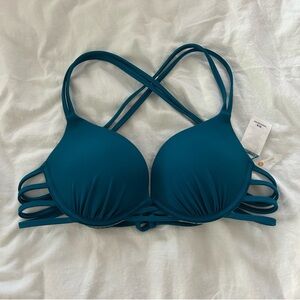 Shade & Shore Teal Strappy Push-Up Bikini Top size 32B